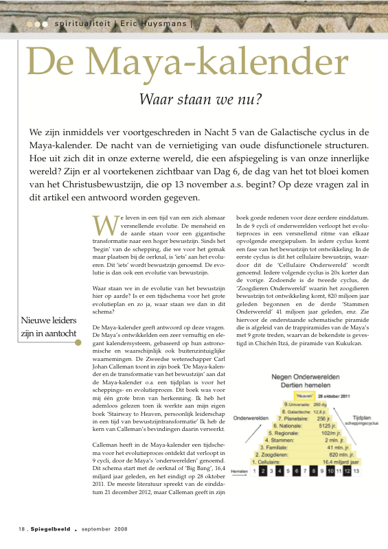 De Maya kalender waar staan we nu Spiegelbeeld sept 2008
